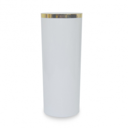 Long Drink Personalizado Branco com Borda Dourada Plástico Transparente 350ml impressão Digital Adesivo Vinil Transparente  